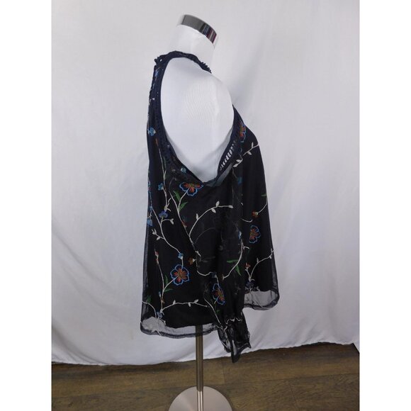 Potter's Pot Black Embroidered Mesh Halter Blouse Gothic Witch - Picture 7 of 11